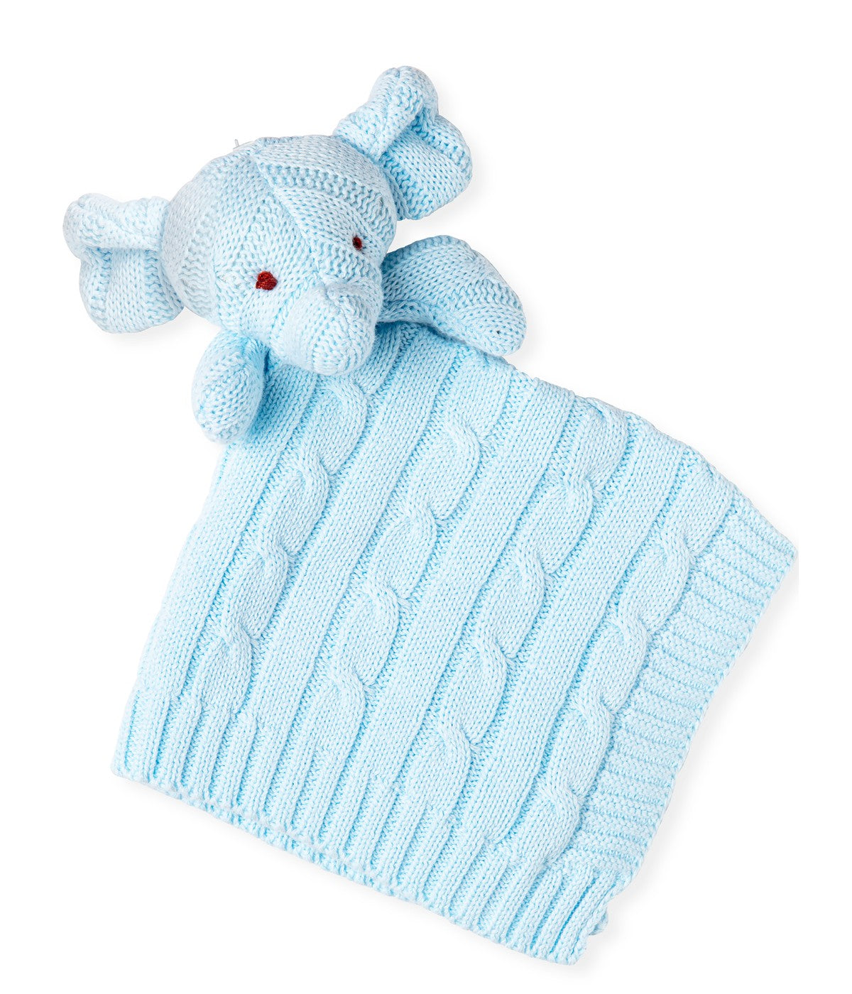  Jesse & Lulu Baby Boys and Baby Girls Knit Elephant Security Blanket Blue - Blue - Bonton