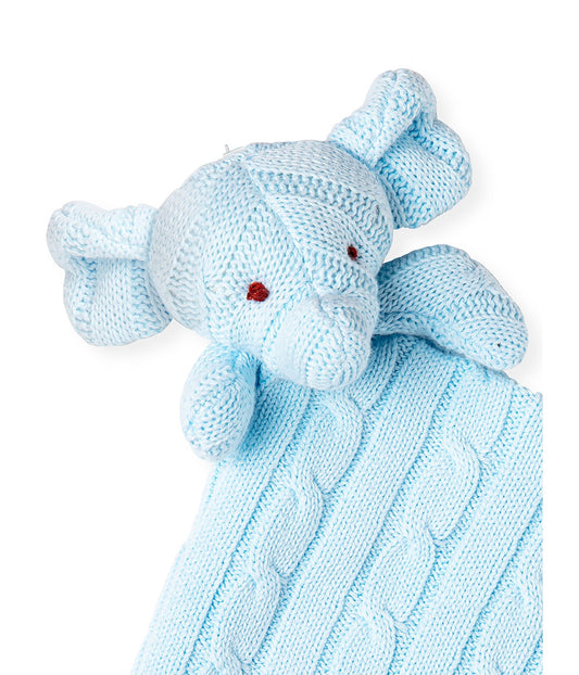 Baby Boys and Baby Girls Knit Elephant Security Blanket Blue