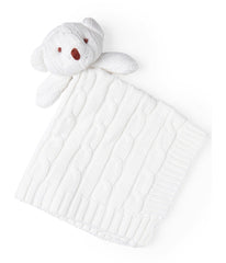 Baby Boys and Baby Girls Knit Bear Security Blanket White