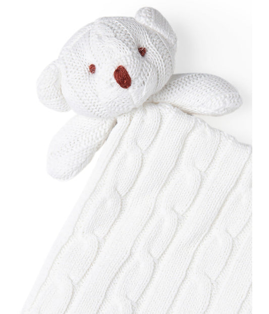 Baby Boys and Baby Girls Knit Bear Security Blanket White