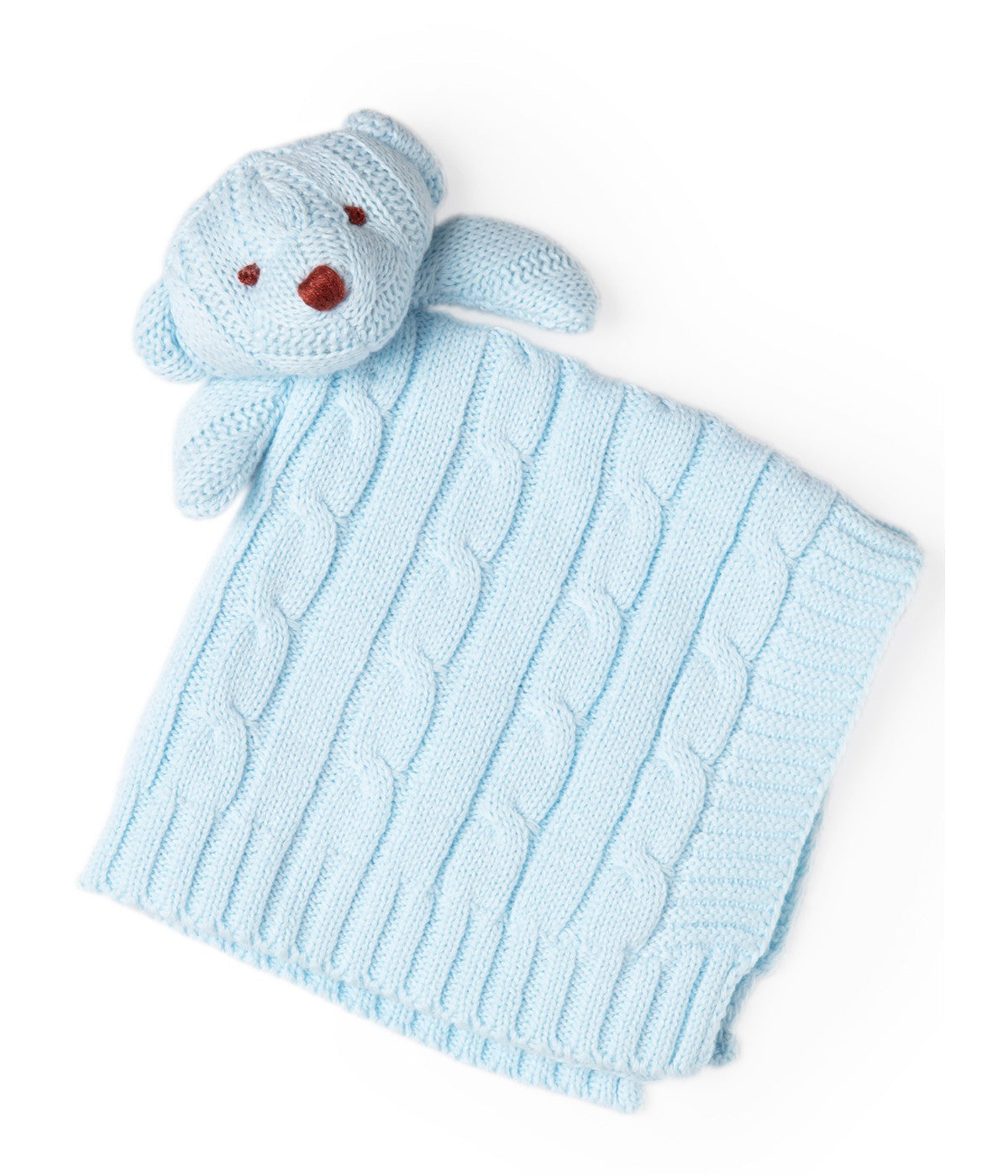  Jesse & Lulu Baby Boys and Baby Girls Knit Bear Security Blanket Blue - Blue - Bonton