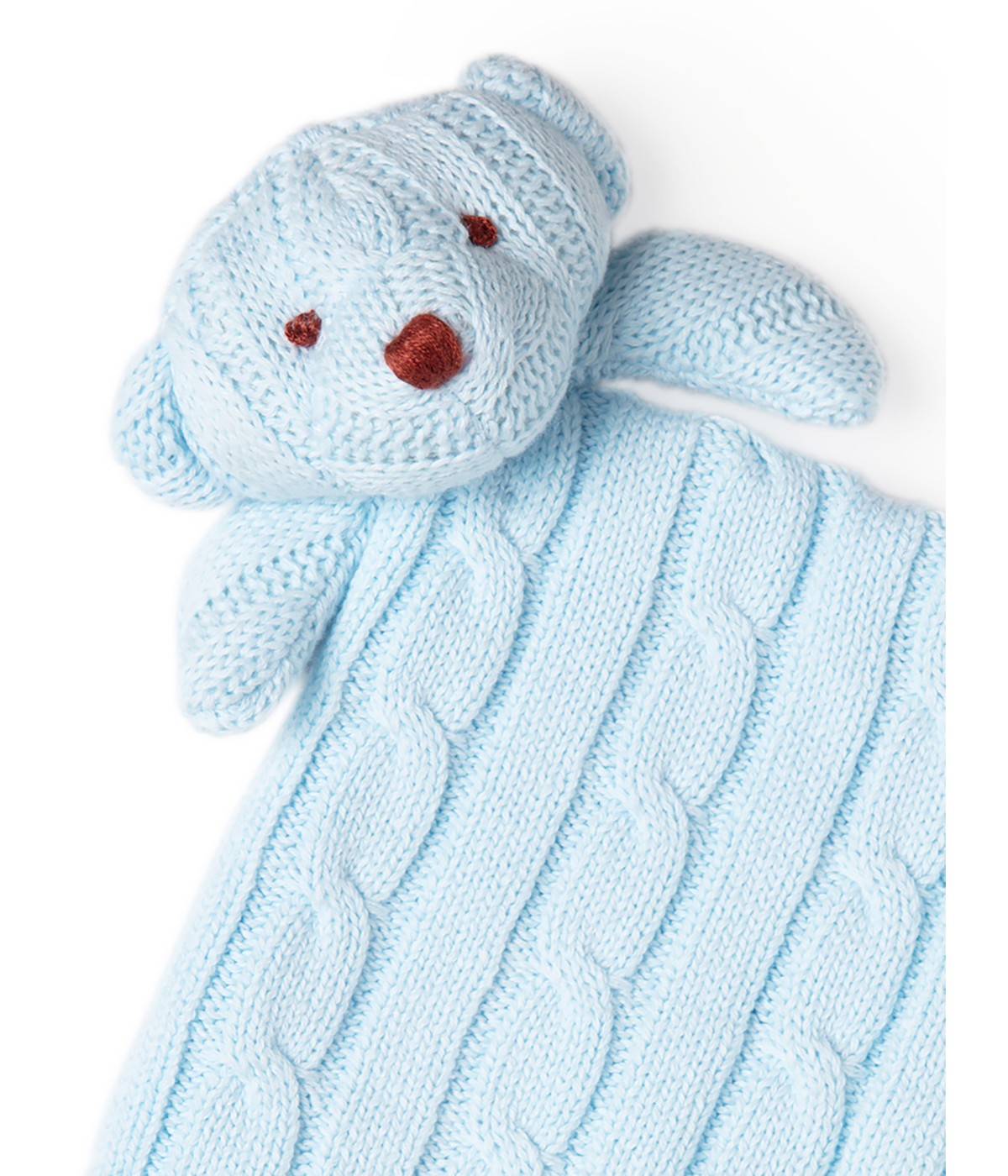  Jesse & Lulu Baby Boys and Baby Girls Knit Bear Security Blanket Blue - Blue - Bonton