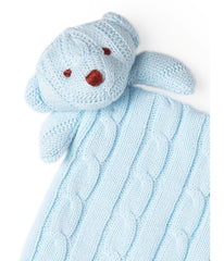 Baby Boys and Baby Girls Knit Bear Security Blanket Blue