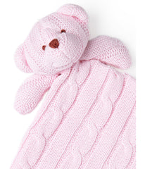 Baby Boys and Baby Girls Knit Bear Security Blanket Pink