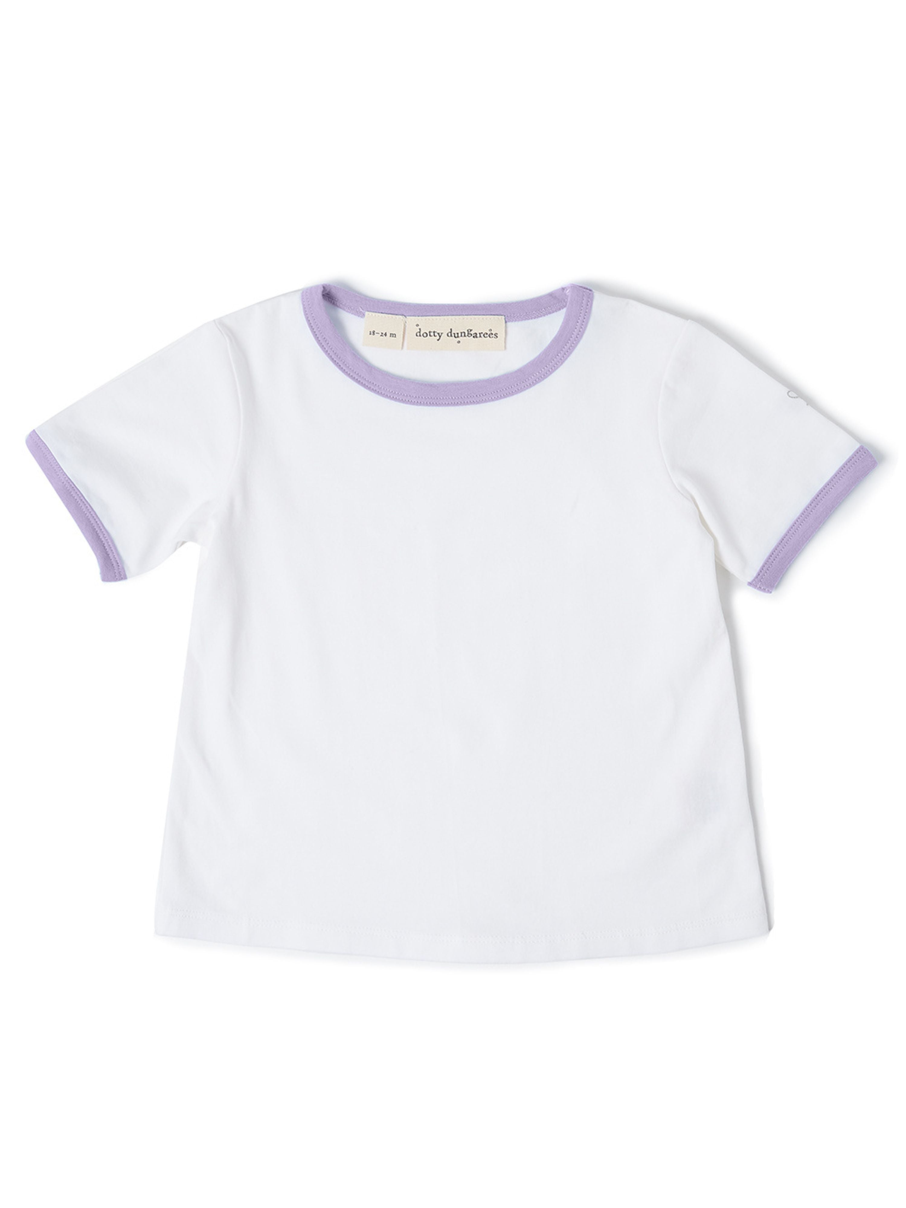  Dotty Dungarees Short Sleeve Cotton Ringer Jack Tee - Lilac - Bonton