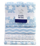 Baby Boys and Baby Girls Striped Blanket with 4 Receiving Blankets Gift Set Baby Blue