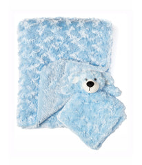 Baby Boys and Baby Girls Curly Plush Blanket with Matching Lovey Nunu Gift Set Plush Blue