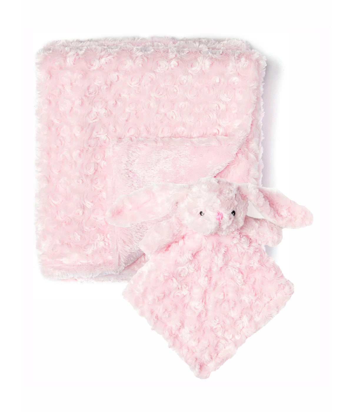  Jesse & Lulu Baby Boys and Baby Girls Curly Plush Blanket with Matching Lovey Nunu Gift Set Plush Pink - Plush Pink - Bonton