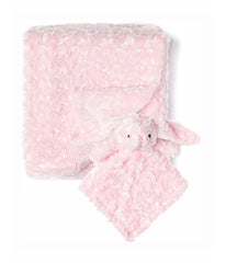 Baby Boys and Baby Girls Curly Plush Blanket with Matching Lovey Nunu Gift Set Plush Pink