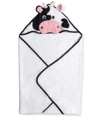 Baby Boys and Baby Girls Hooded Character Bath Towel with 4 Wash Cloths White