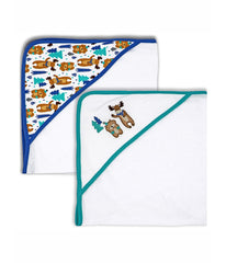 Baby Boys and Baby Girls 14 Pc Hooded Towels Washcloths Set Navy