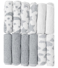 Baby Boys and Baby Girls 14 Pc Hooded Towels Washcloths Set White