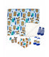  Jesse & Lulu Baby Boys and Baby Girls Minky Blanket with 4 Piece Baby Accessory Gift Set Blue Moose - Blue Moose - Bonton