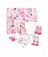  Jesse & Lulu Baby Boys and Baby Girls Minky Blanket with 4 Piece Baby Accessory Gift Set Pink Foxes - Pink Foxes - Bonton