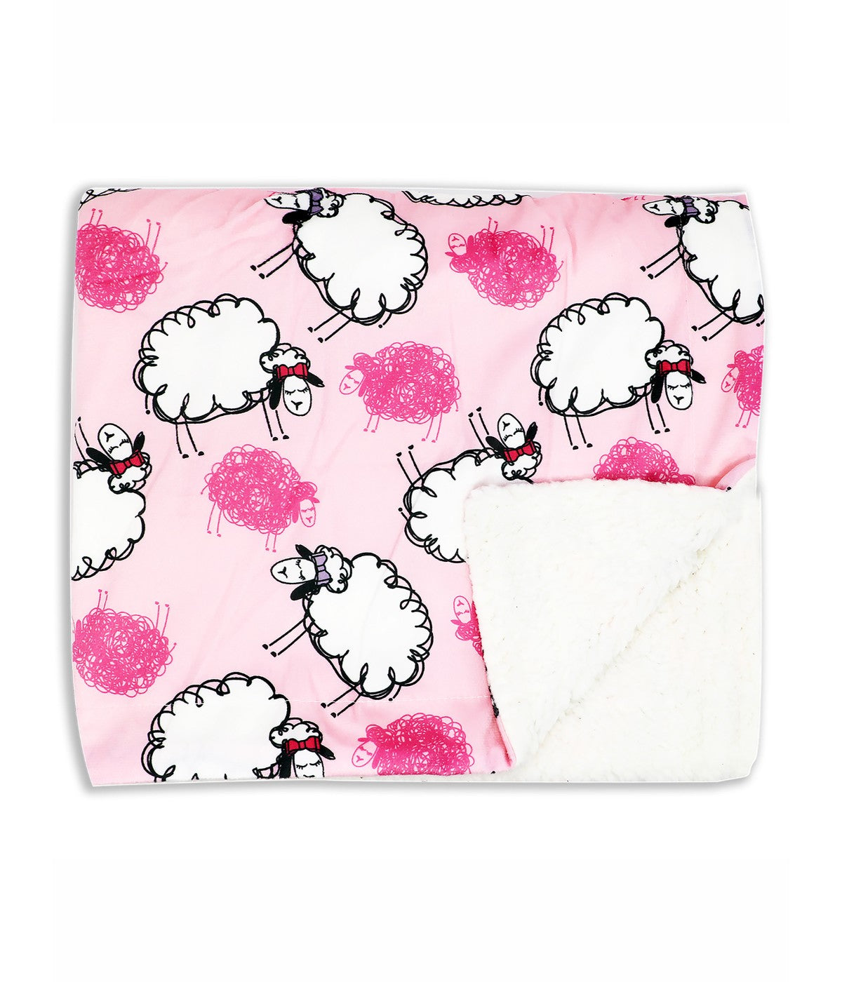  Jesse & Lulu Baby Boys and Baby Girls Minky Blanket with 4 Piece Baby Accessory Gift Set Fuchsia Sheep - Fuchsia Sheep - Bonton