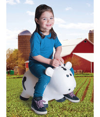 Toddler Inflatable Cow Hopper Bounce and Ride-on Toy White Cow