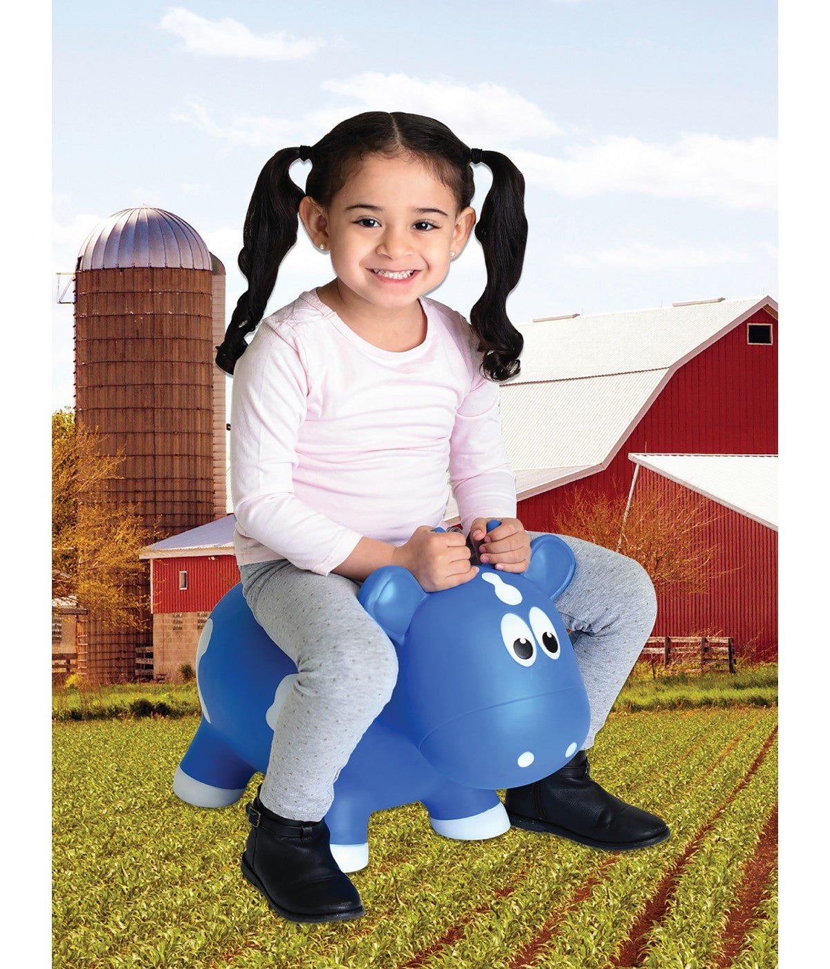 Toddler Inflatable Cow Hopper Bounce and Ride-on Toy Royal Blue Cow