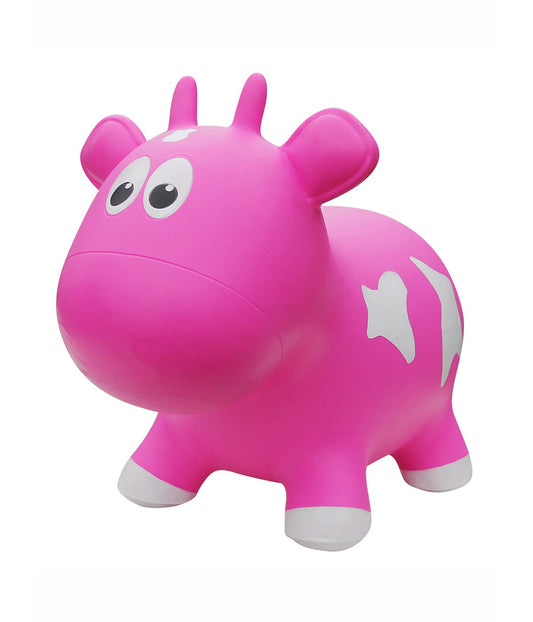 Toddler Inflatable Cow Hopper Bounce and Ride-on Toy Fuchsia Cow