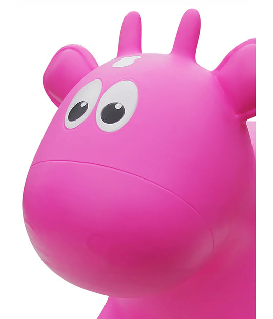 Toddler Inflatable Cow Hopper Bounce and Ride-on Toy Fuchsia Cow