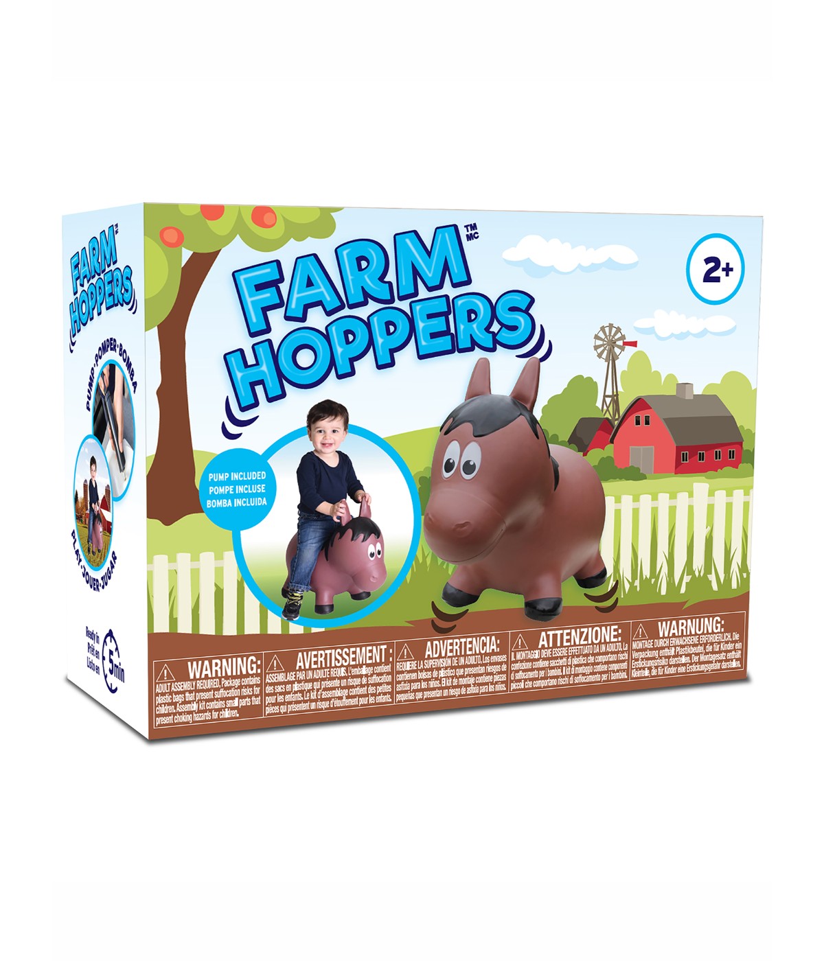 Toddler Inflatable Horse Hopper Bounce and Ride-on Toy Brown Horse