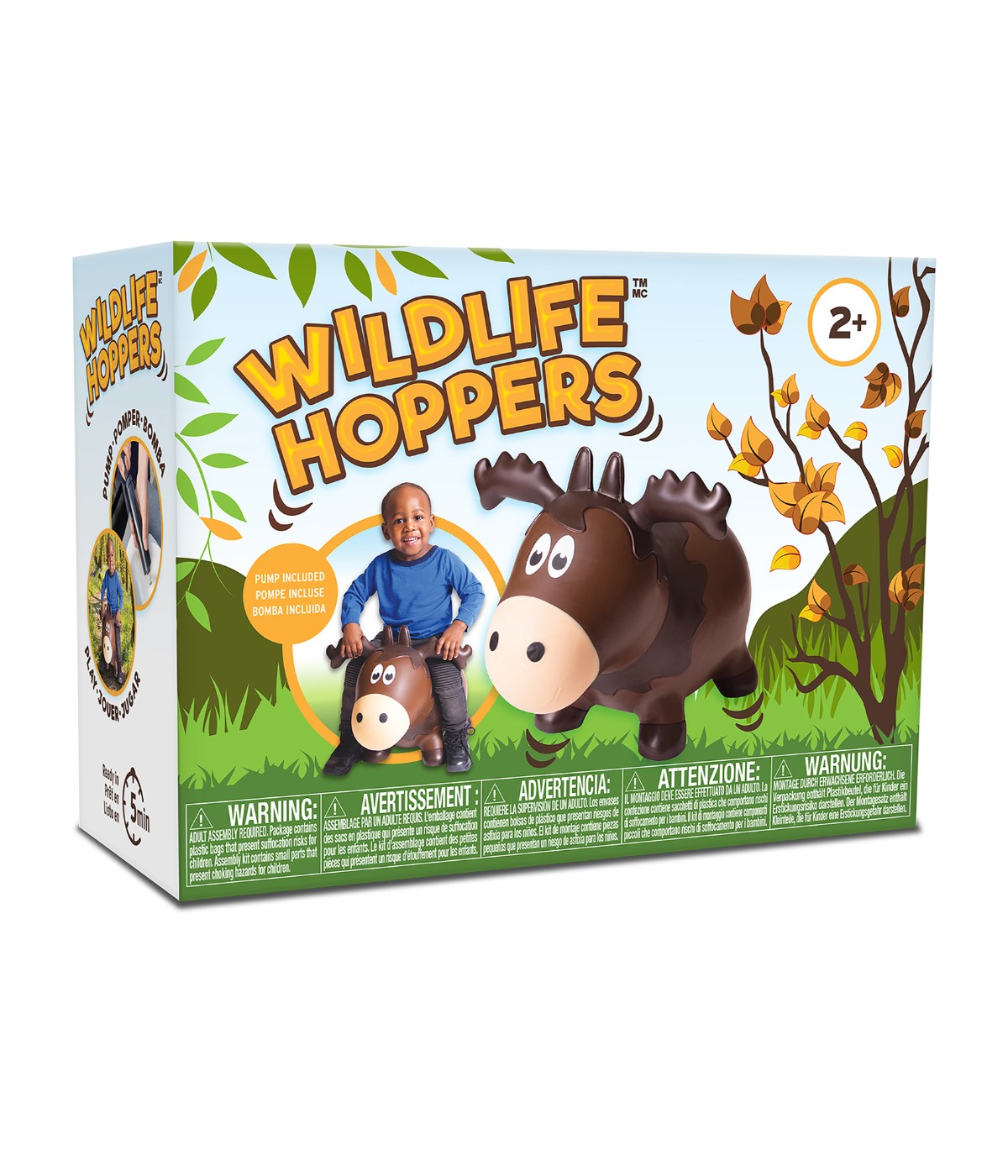  Jesse & Lulu Toddler Inflatable Wildlife Hopper Bounce and Ride-on Toy Brown Moose - Brown Moose - Bonton