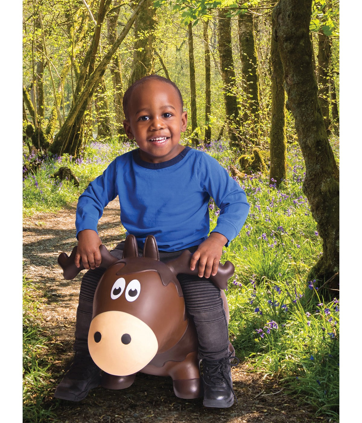  Jesse & Lulu Toddler Inflatable Wildlife Hopper Bounce and Ride-on Toy Brown Moose - Brown Moose - Bonton