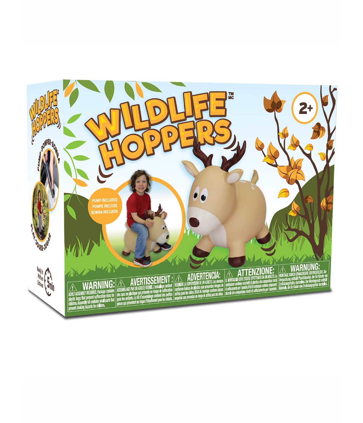 Toddler Inflatable Wildlife Hopper Bounce and Ride-on Toy Tan Deer