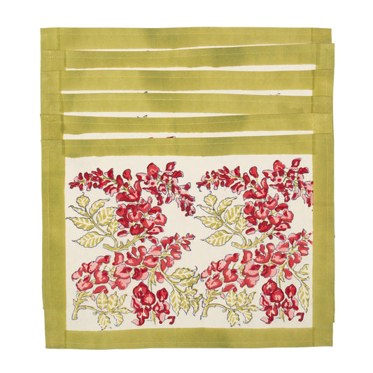 Wisteria Green/Pink Placemats Set of 6