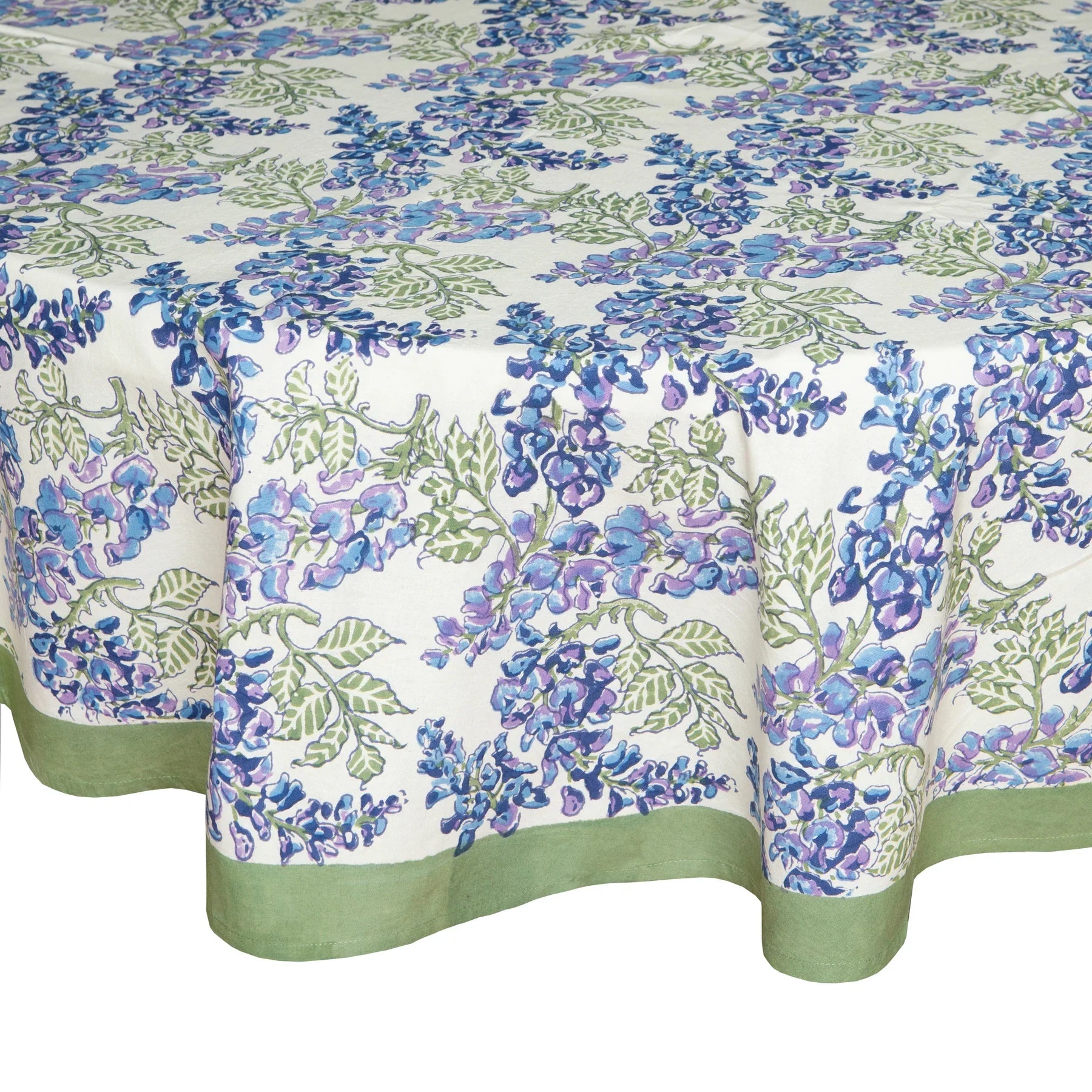  Couleur Nature Wisteria Green/Blue Tablecloth - Green/Blue - Bonton