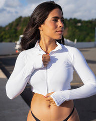 WOMEN'S FULL ZIP CROP TOP (4010)