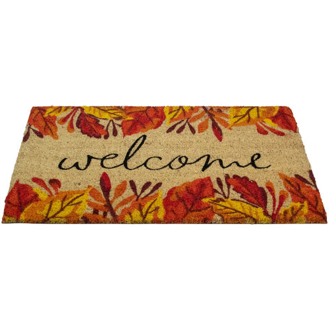 Leafy Fall Harvest Rectangular "Welcome" Doormat 18" X 30"