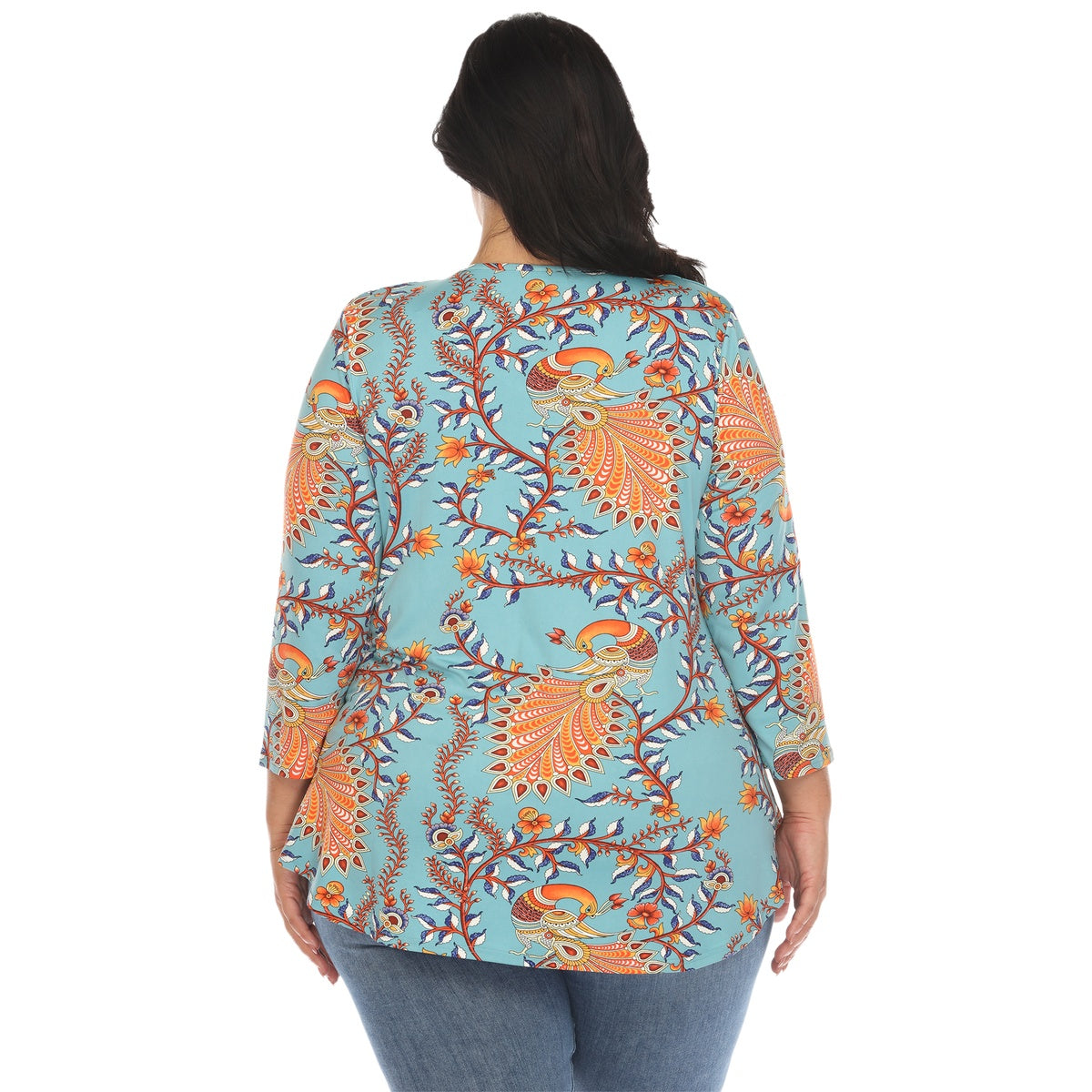  White Mark Plus Size Vibrant Boho Swing Top - 1X - Bonton