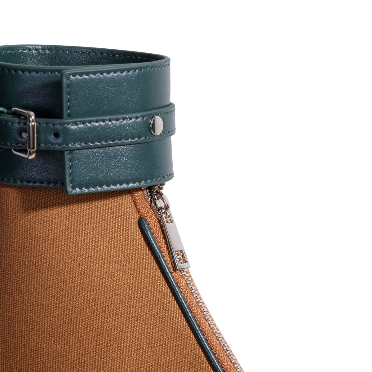  Jurgi Tennis Backpack -  Canvas & Green Leather - Beige - Bonton