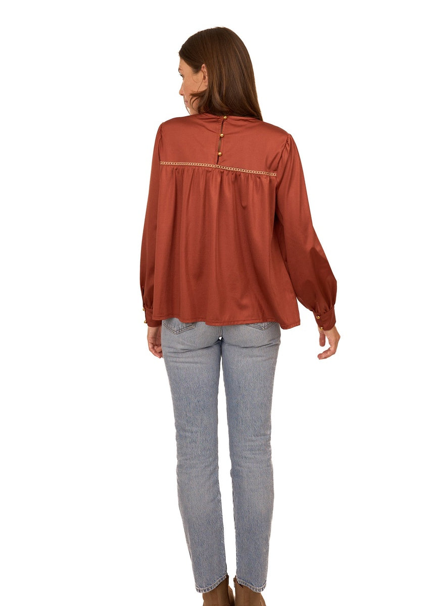  Cabana Life Copper Long Sleeve Top - XS - Bonton