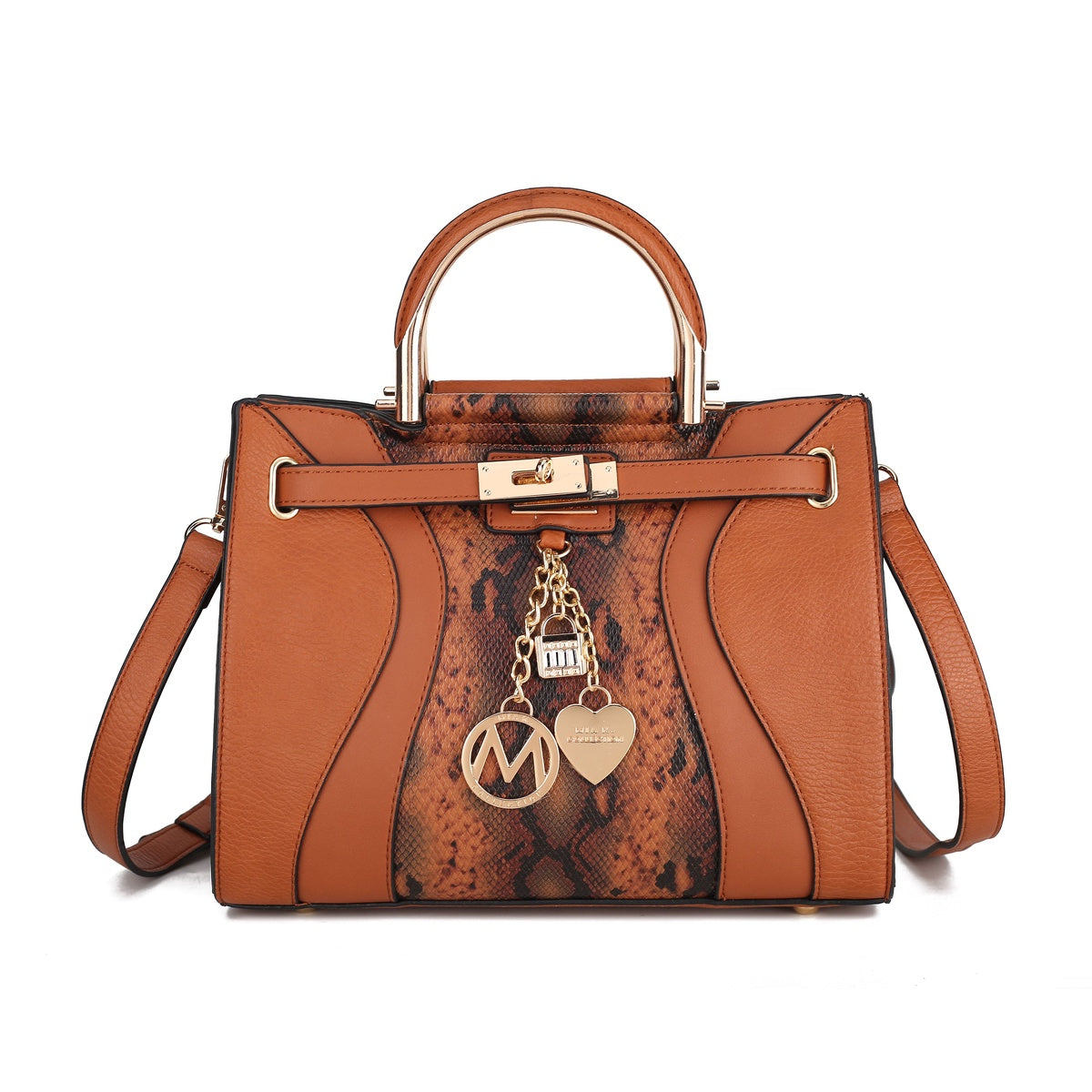  MKF Collection Cassia Snake Embossed Vegan Leather Womens Satchel Handbag - Snake Black - Bonton