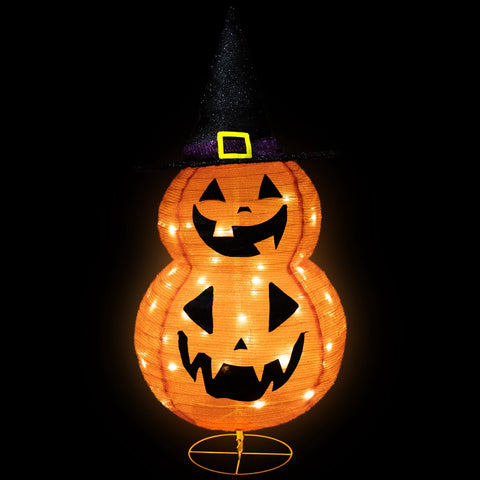 34" Jack-O-Lanterns in Witch's Hat Outdoor Halloween Decoration
