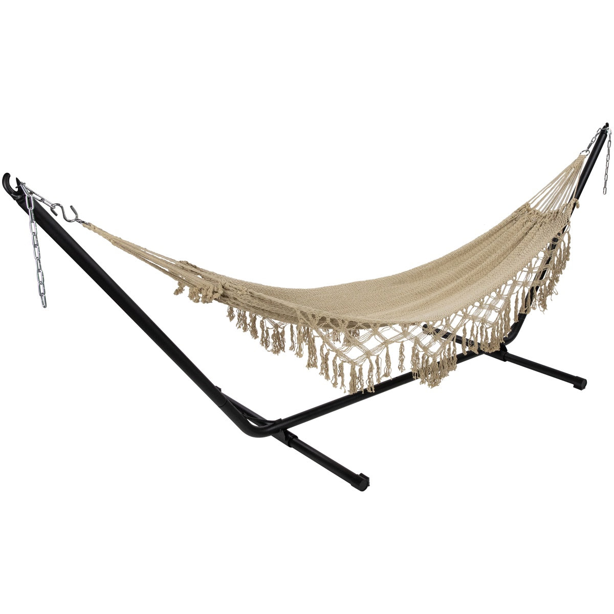  Northlight Macrame Hammock With Patterned Tassels - 78