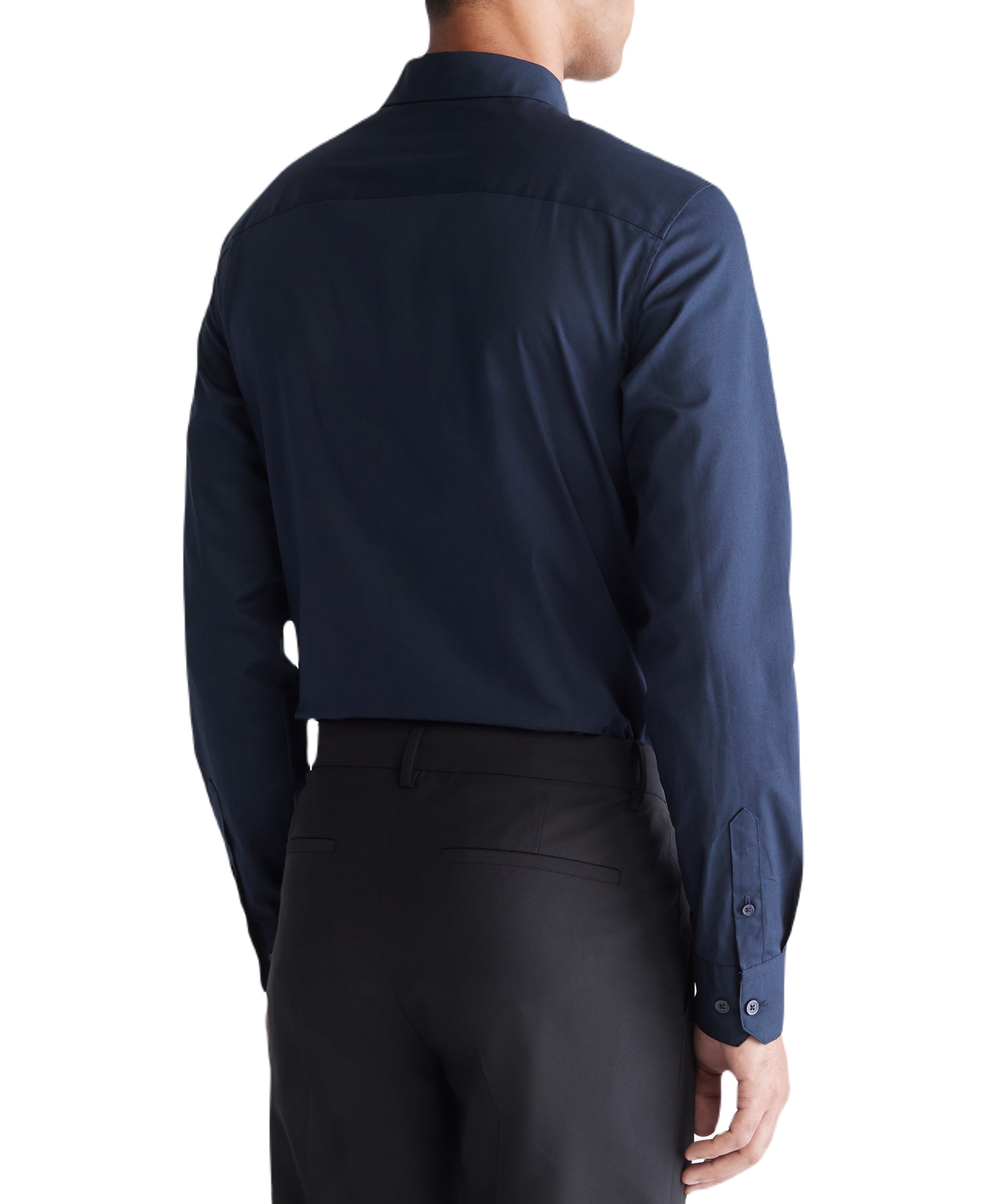  Calvin Klein Long Sleeve Solid Stretch Slim Woven Shirt Navy - Navy - Bonton