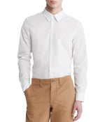 Long Sleeve Solid Stretch Slim Woven Shirt White