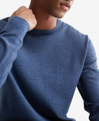 Long Sleeve Solid Extrafine Merino Crew 14Gg Blue