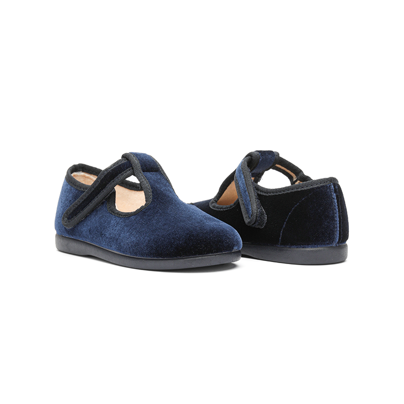  Childrenchic Velvet T-band Shoes in Navy - Navy - Bonton