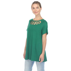 Women's Crisscross Cutout Short Sleeve Top