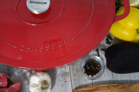 French Enameled Cast Iron Oval Dutch Oven, 6-Quart, Red