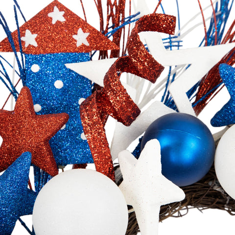 Glittered Stars and Rockets Patriotic Wreath - 22"