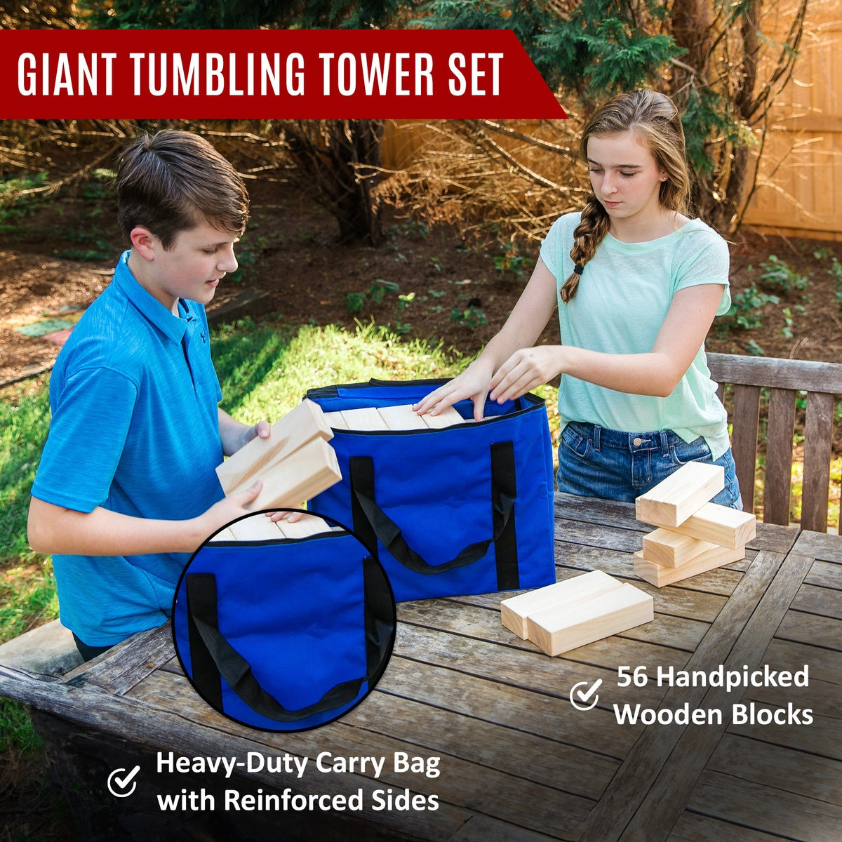  Bolaball Giant Tumbling Tower Game Set – Premium Wooden Blocks for Indoor & Outdoor Fun - Default Title - Bonton