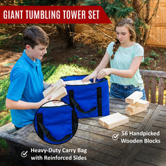 Giant Tumbling Tower Game Set – Premium Wooden Blocks for Indoor & Outdoor Fun