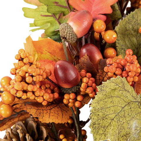 Brown and Orange Leaves and Berries Fall Harvest Wreath  20-Inch