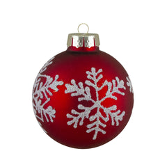 Set of 12 Red Glass Christmas Ornaments 1.75-Inch (45mm)