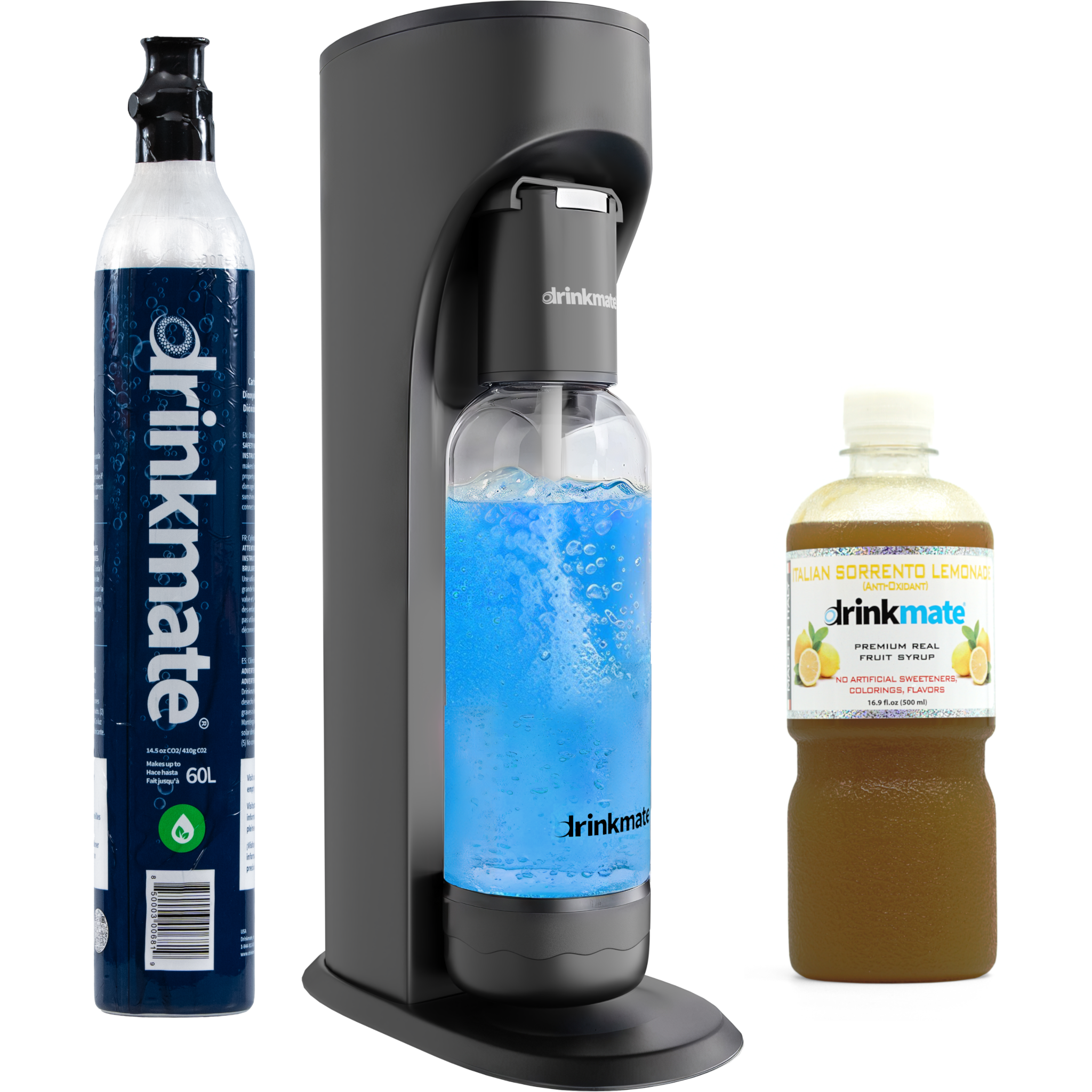  Drinkmate OmniFizz Sparkle Up Bundle, Sparkling Water and Soda Maker - Matte Black - Bonton