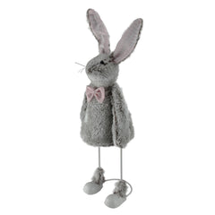 Spring Loaded Rabbit Easter Figure - 17" - Gray and Pink